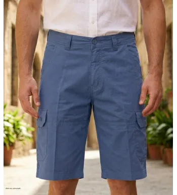 Bermuda uni pour homme de couleur bleu en toile de coton légère de la marque WINCHESTER modèle ISLAND2.