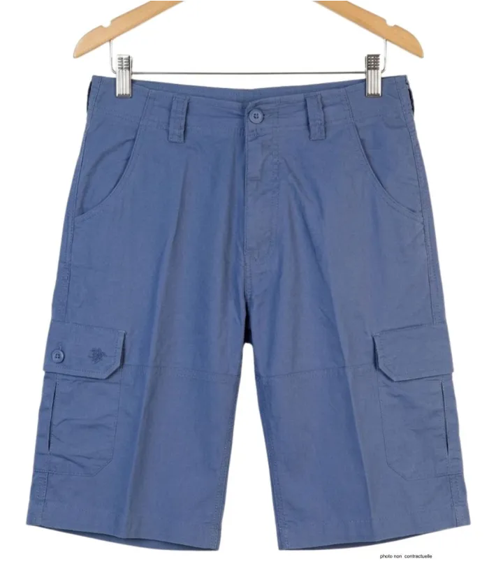 WINCHESTER ISLAND2 : Bermuda Uni en Coton Bleu pour Homme