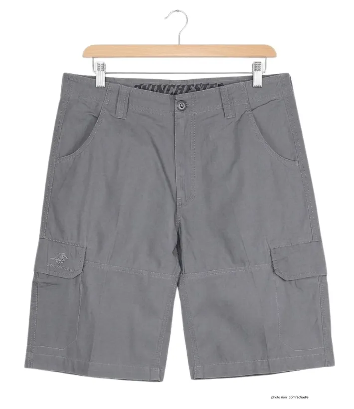 WINCHESTER IVANHOE2 : Bermuda Uni en Coton Gris pour Homme