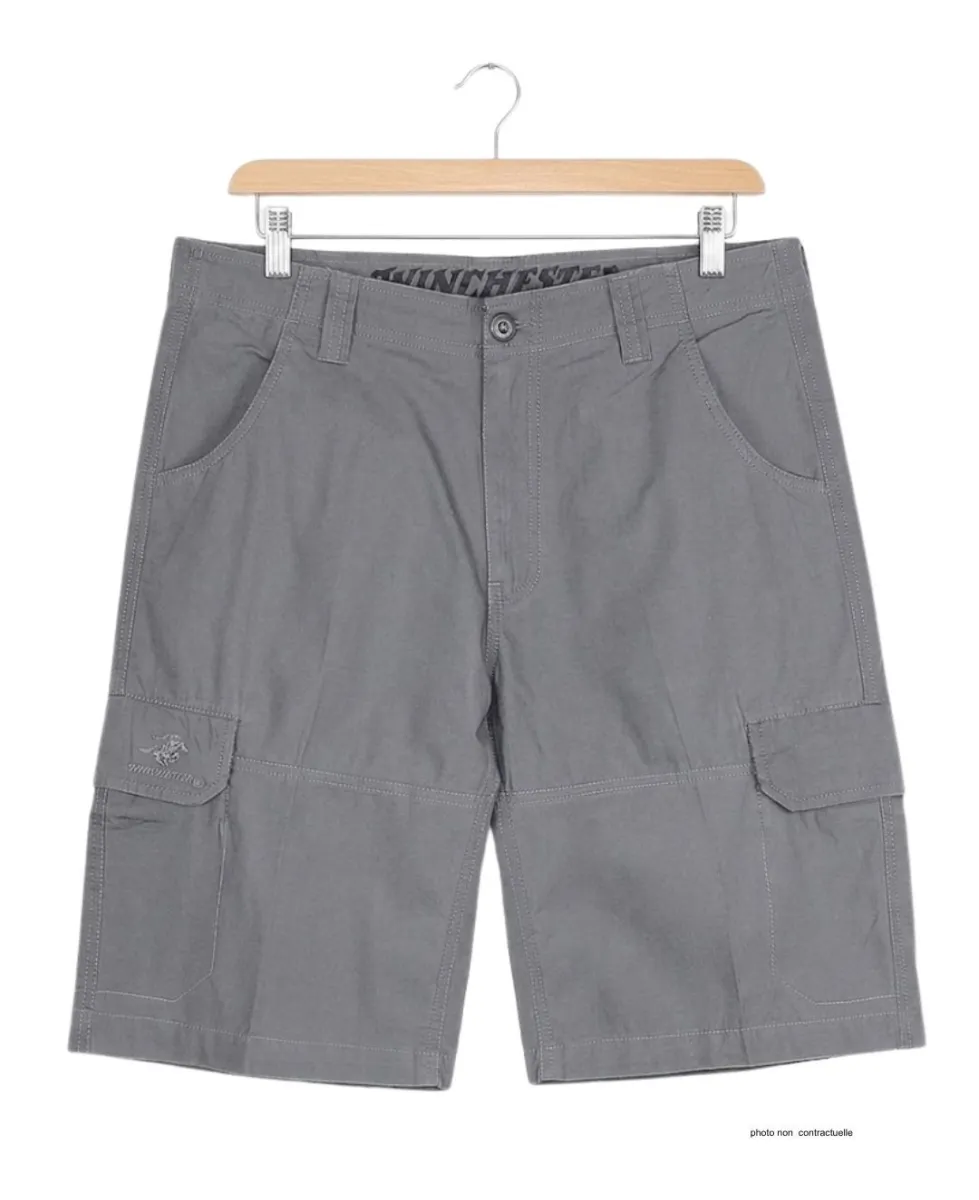 WINCHESTER IVANHOE2 : Bermuda Uni en Coton Gris pour Homme