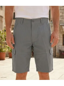 Bermuda uni pour homme de couleur gris en toile de coton robuste de la marque WINCHESTER modèle IVANHOE2.