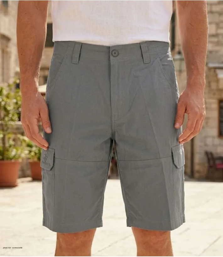 Bermuda uni pour homme de couleur gris en toile de coton robuste de la marque WINCHESTER modèle IVANHOE2.