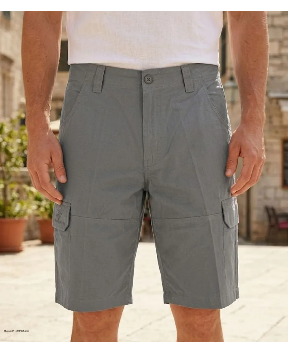 Bermuda uni pour homme de couleur gris en toile de coton robuste de la marque WINCHESTER modèle IVANHOE2.