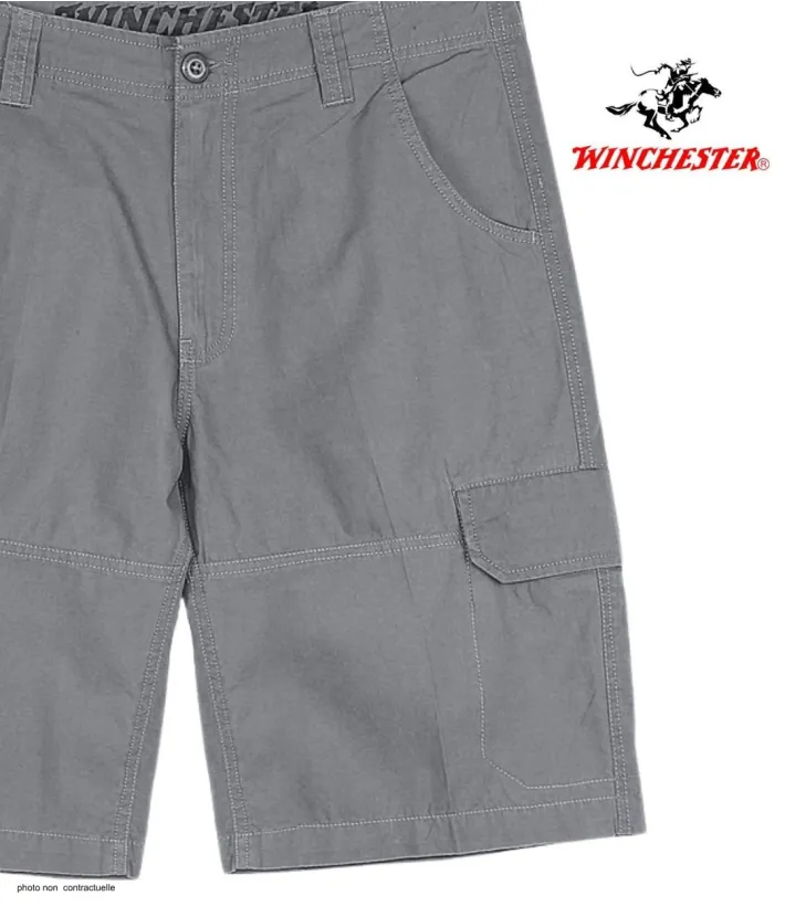 WINCHESTER IVANHOE2 : Bermuda Uni en Coton Gris pour Homme