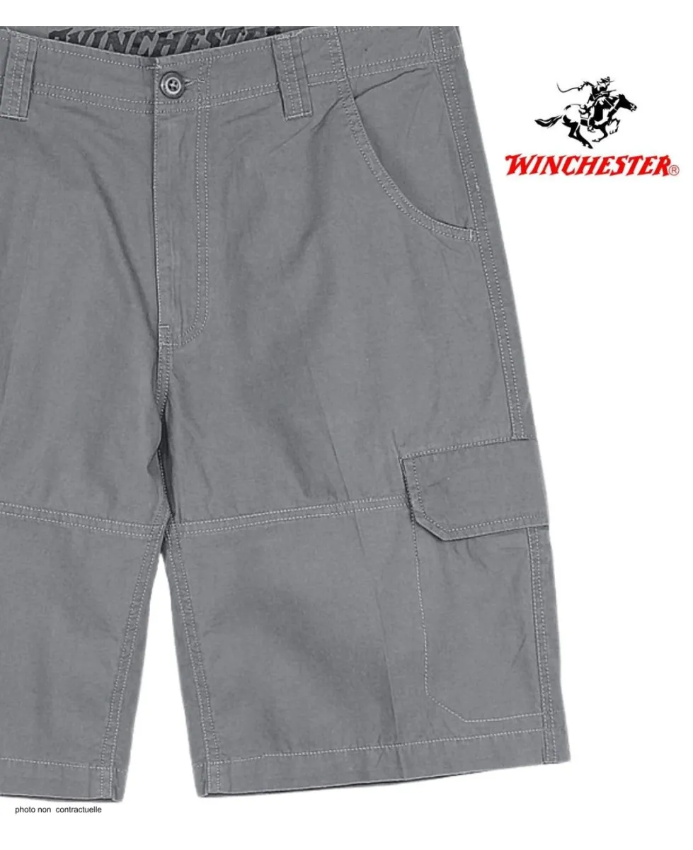 WINCHESTER IVANHOE2 : Bermuda Uni en Coton Gris pour Homme