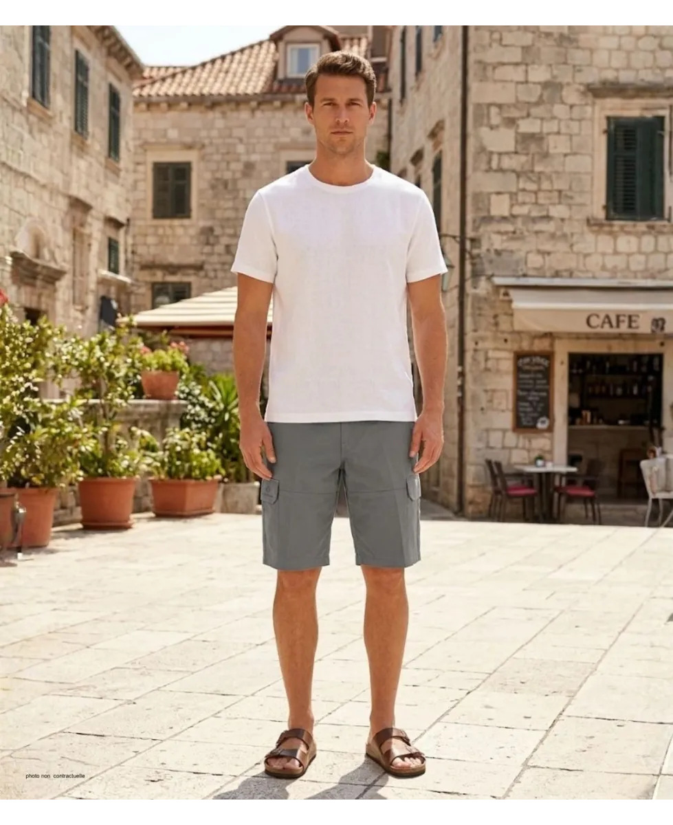 WINCHESTER IVANHOE2 : Bermuda Uni en Coton Gris pour Homme