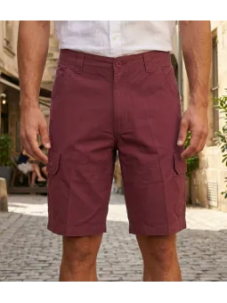WINCHESTER IVANHOE3 : Bermuda Uni en Coton Bordeaux pour Homme