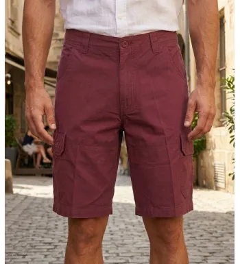 WINCHESTER IVANHOE3 : Bermuda Uni en Coton Bordeaux pour Homme