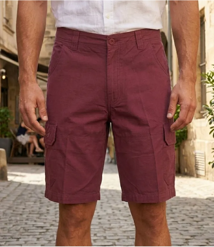 WINCHESTER IVANHOE3 : Bermuda Uni en Coton Bordeaux pour Homme