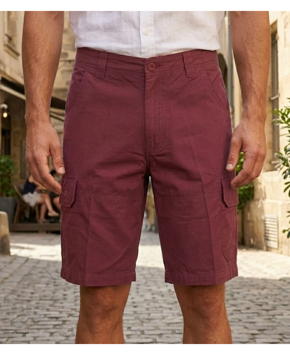 WINCHESTER IVANHOE3 : Bermuda Uni en Coton Bordeaux pour Homme