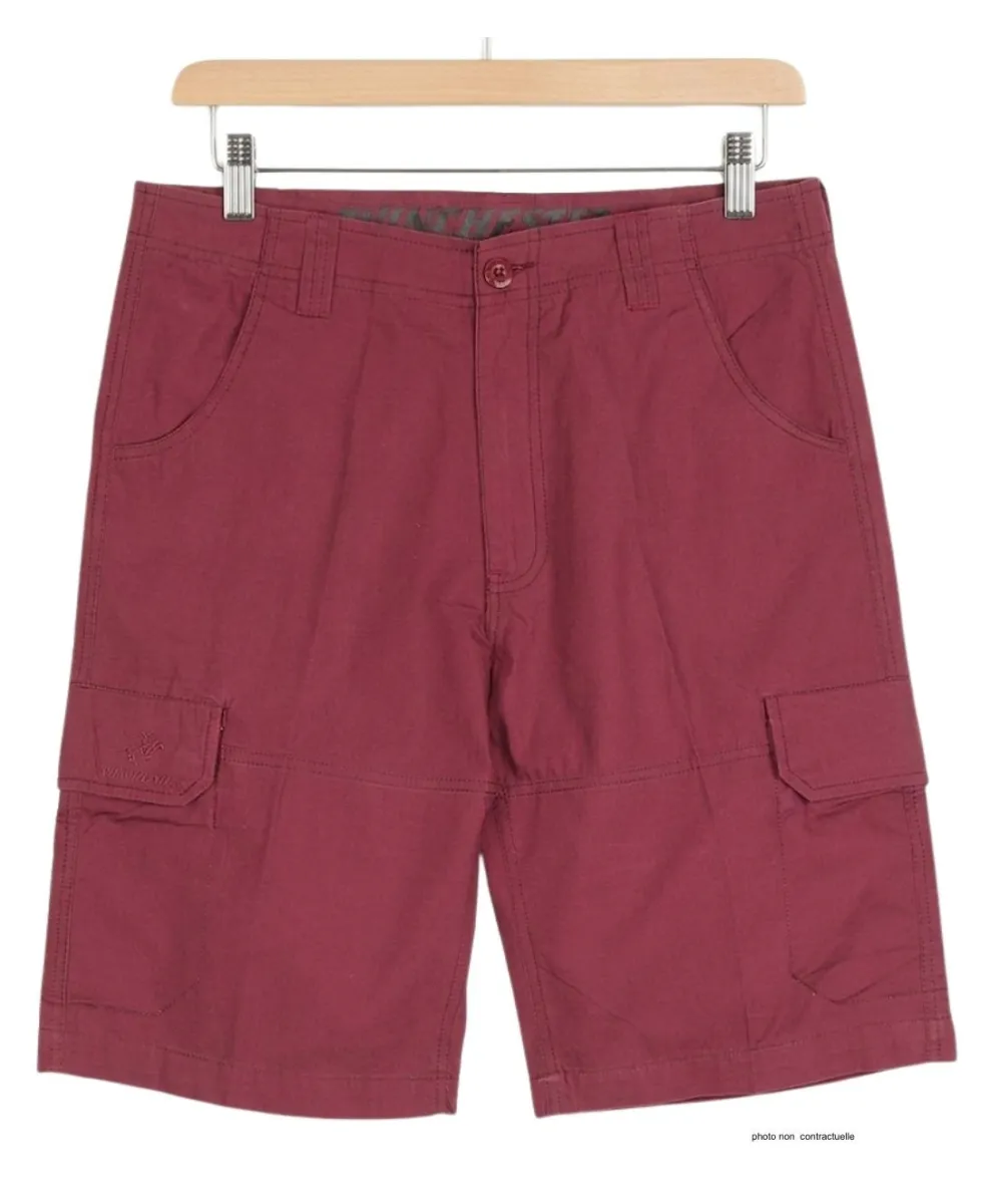 WINCHESTER IVANHOE3 : Bermuda Uni en Coton Bordeaux pour Homme