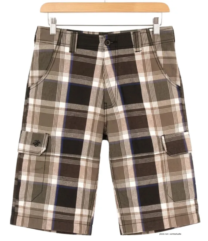 WINCHESTER IVORY1 : Bermuda à Carreaux Gris et Bleu Homme