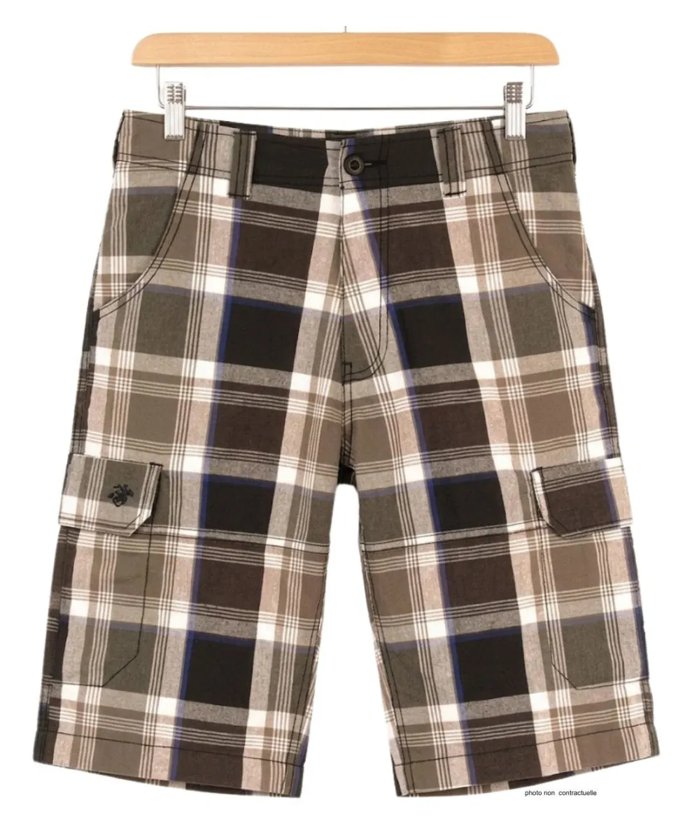 WINCHESTER IVORY1 : Bermuda à Carreaux Gris et Bleu Homme