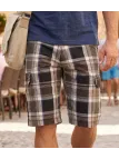 Bermuda pour homme à motifs carreaux gris et bleu en toile de coton légère de la marque WINCHESTER modèle IVORY1.