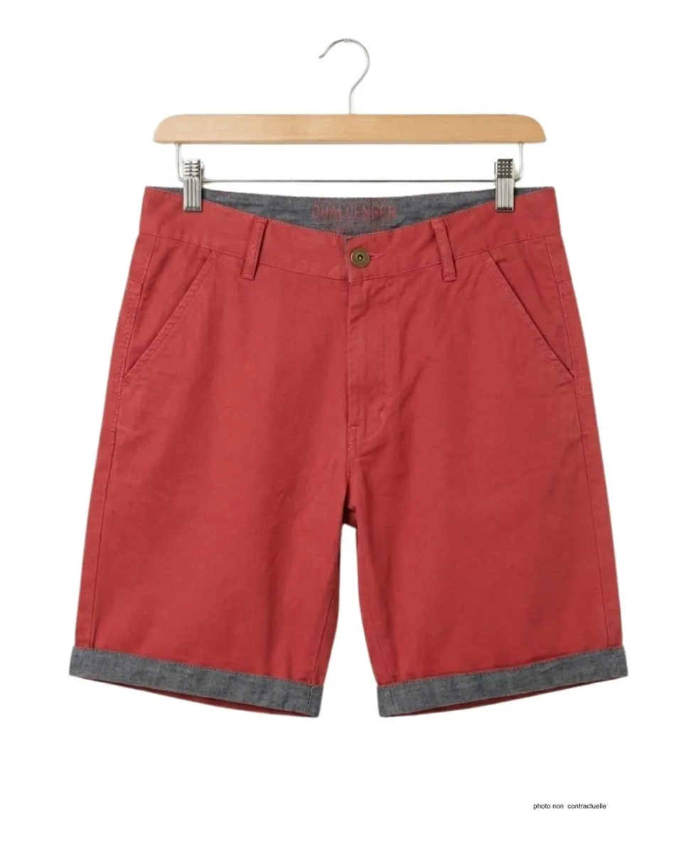 CHALLENGER L2102A Bermuda rouge en coton twill chic