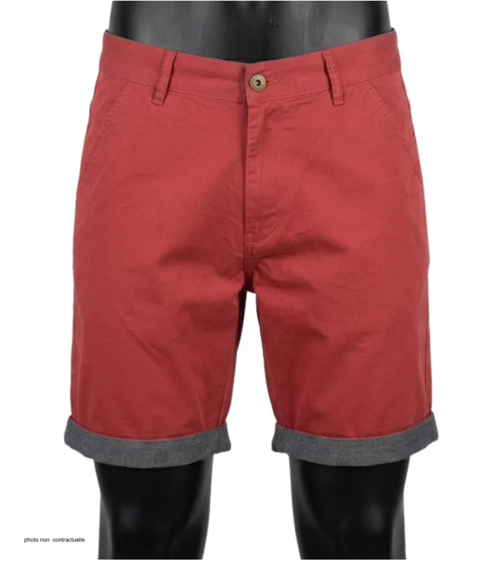 CHALLENGER L2102A Bermuda rouge en coton twill chic