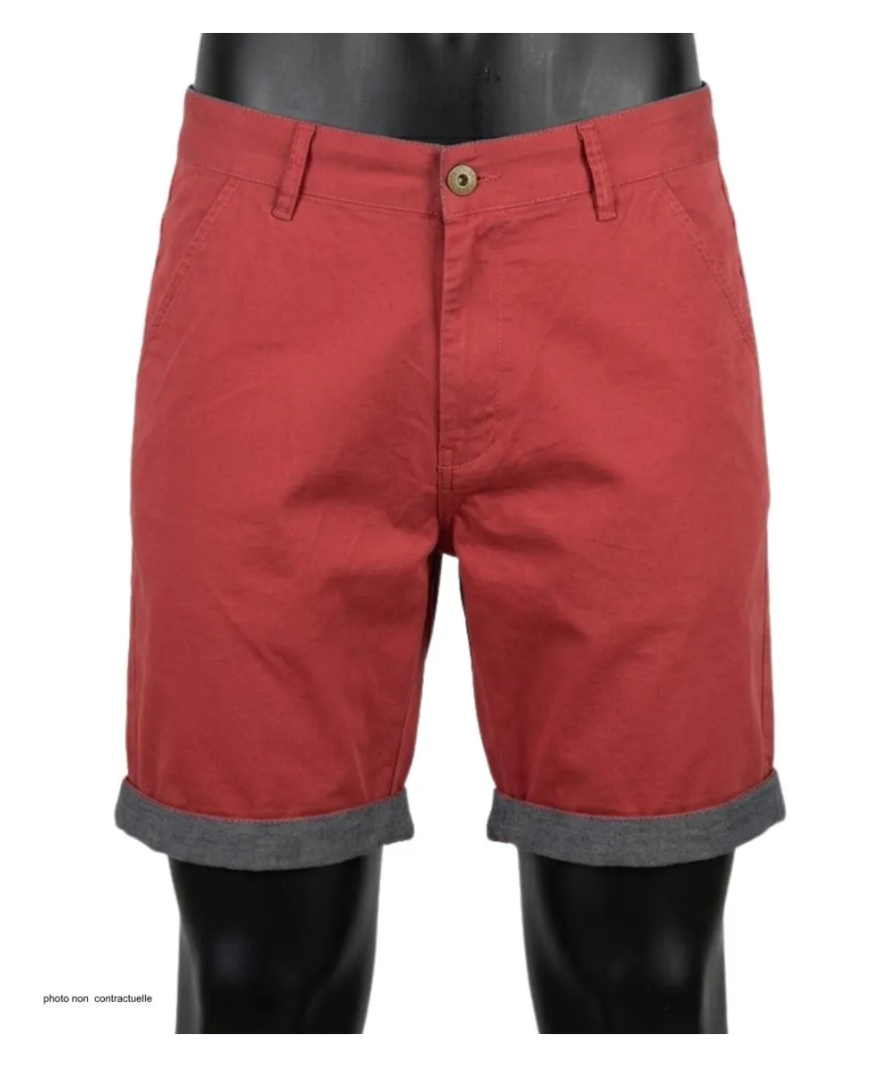 CHALLENGER L2102A Bermuda rouge en coton twill chic