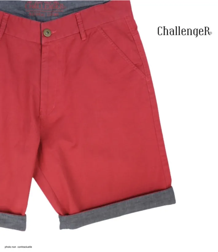 CHALLENGER L2102A Bermuda rouge en coton twill chic