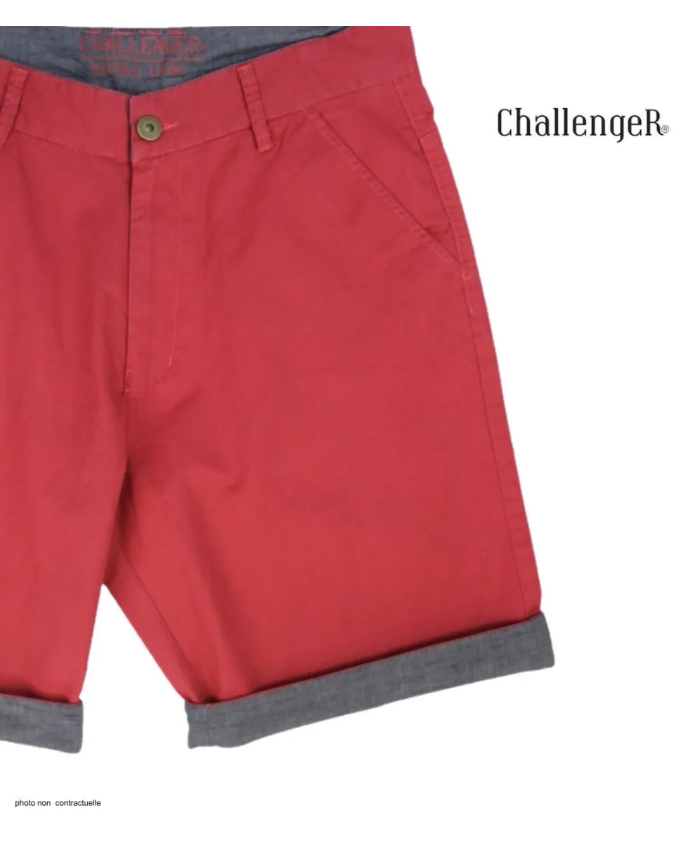 CHALLENGER L2102A Bermuda rouge en coton twill chic