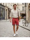 CHALLENGER L2102A Bermuda rouge en coton twill chic