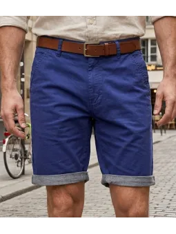 CHALLENGER L2102B Bermuda bleu marine en coton twill