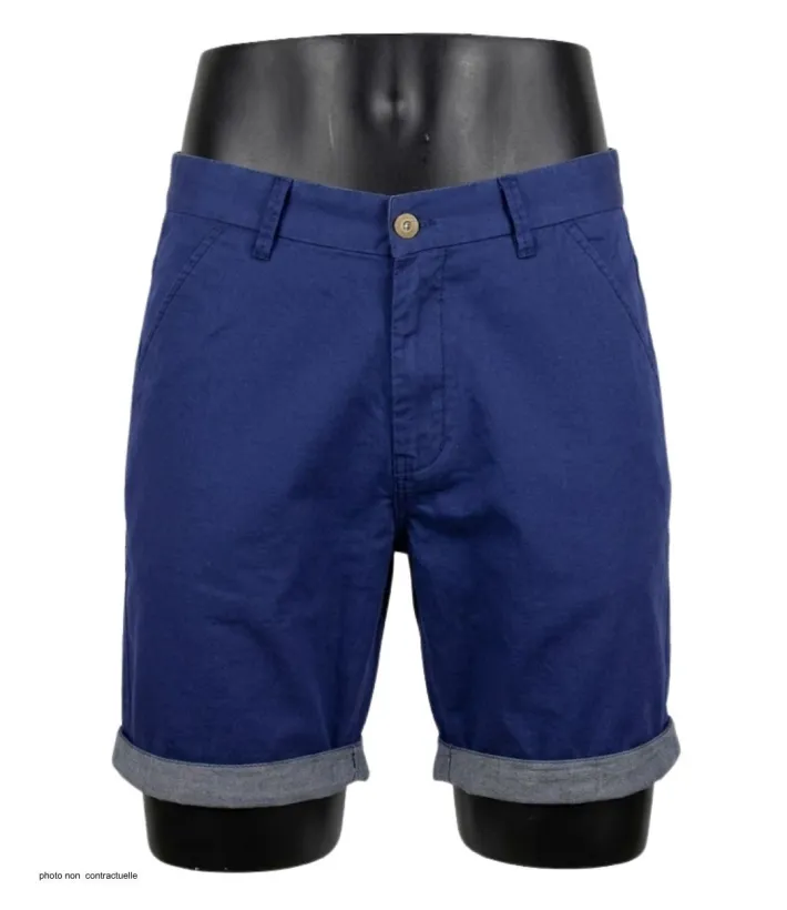 CHALLENGER L2102B Bermuda bleu marine en coton twill