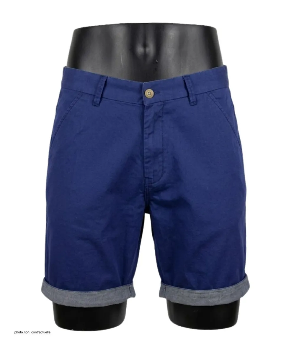 CHALLENGER L2102B Bermuda bleu marine en coton twill