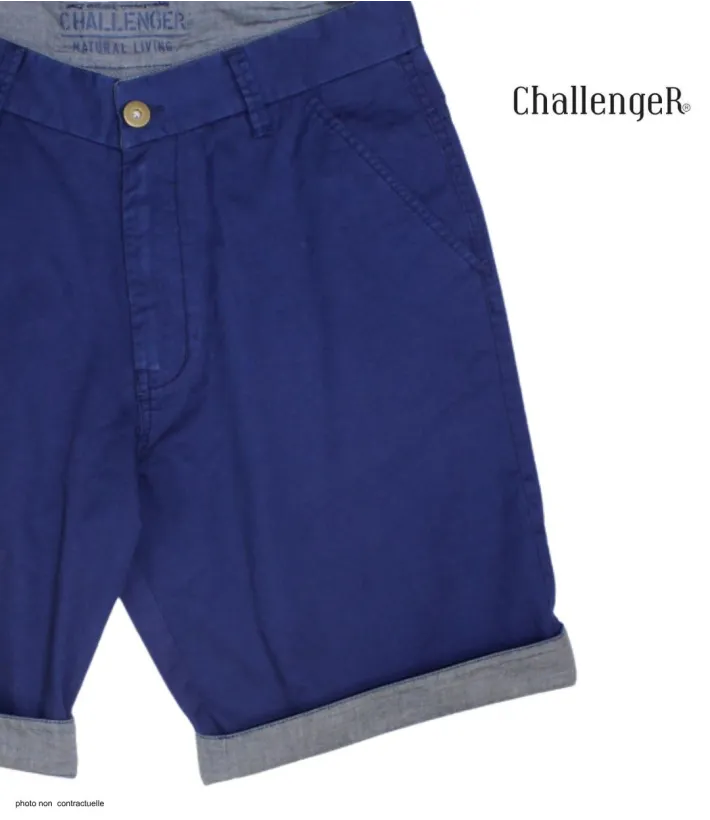 CHALLENGER L2102B Bermuda bleu marine en coton twill