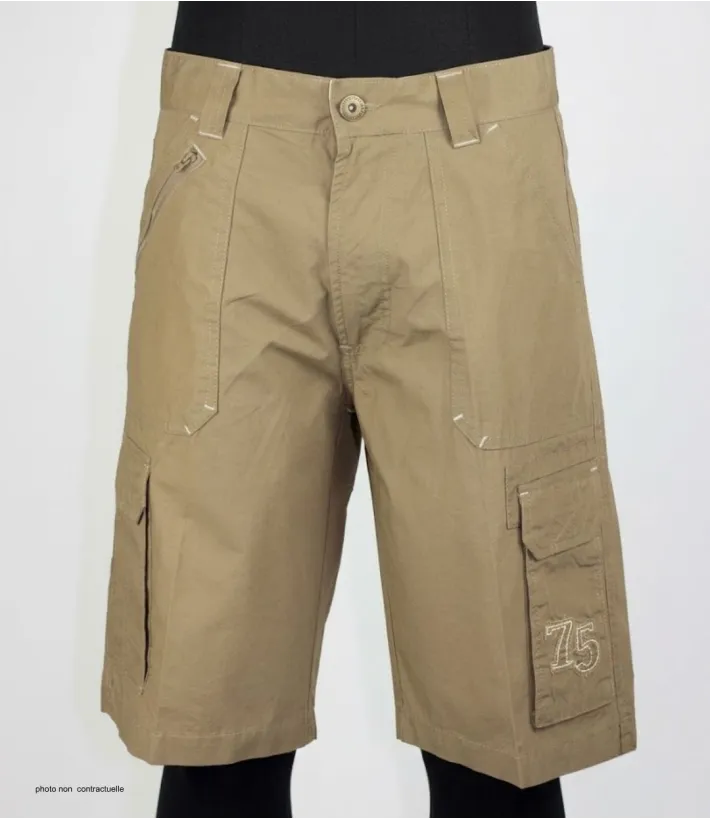 WINCHESTER WE1277B Bermuda beige cargo multi-poches en coton