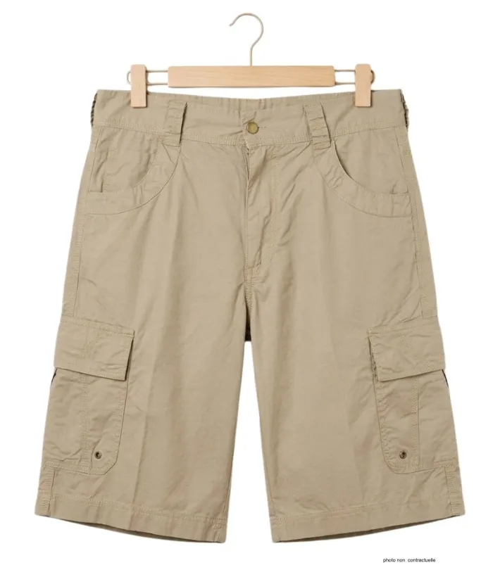 AXXANO AE1103S Bermuda uni beige sable en coton