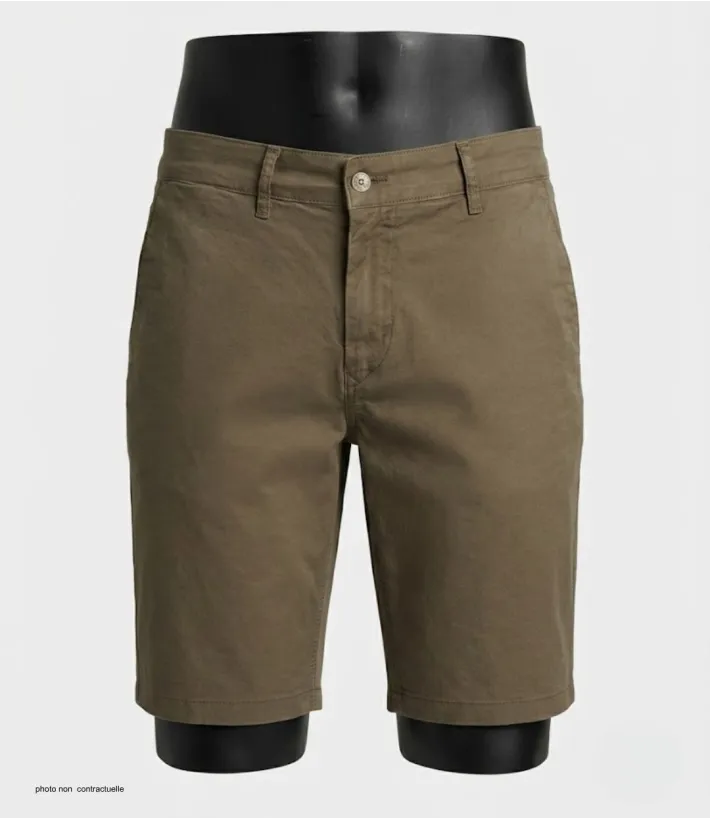 CHALLENGER BER4012 Bermuda uni beige en coton stretch