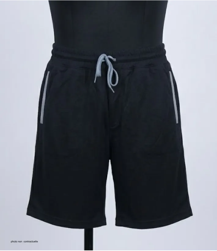 CHALLENGER ISAK1 Bermuda molleton noir poches zippées