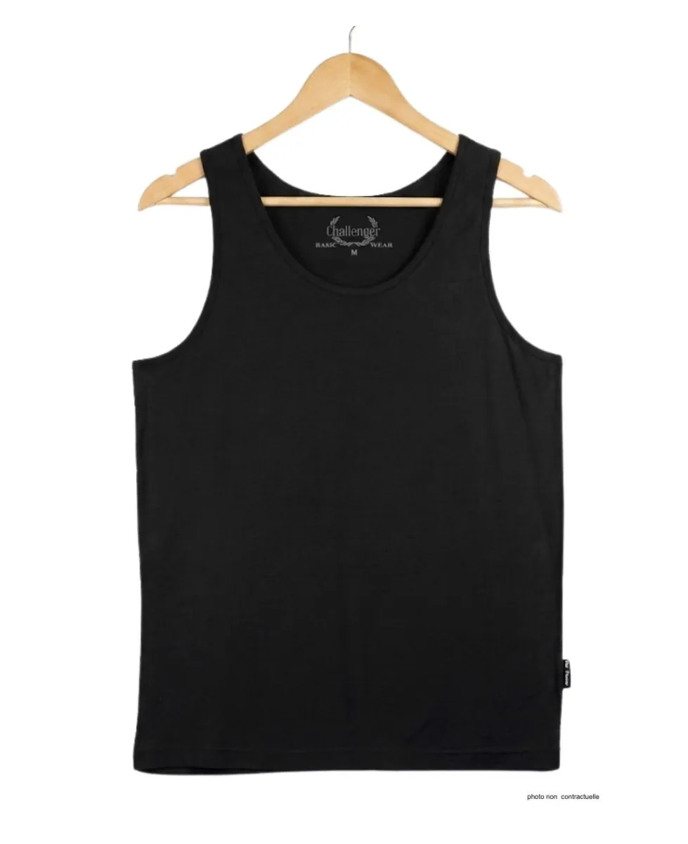 CHALLENGER F105 - Débardeur uni homme noir en pur coton