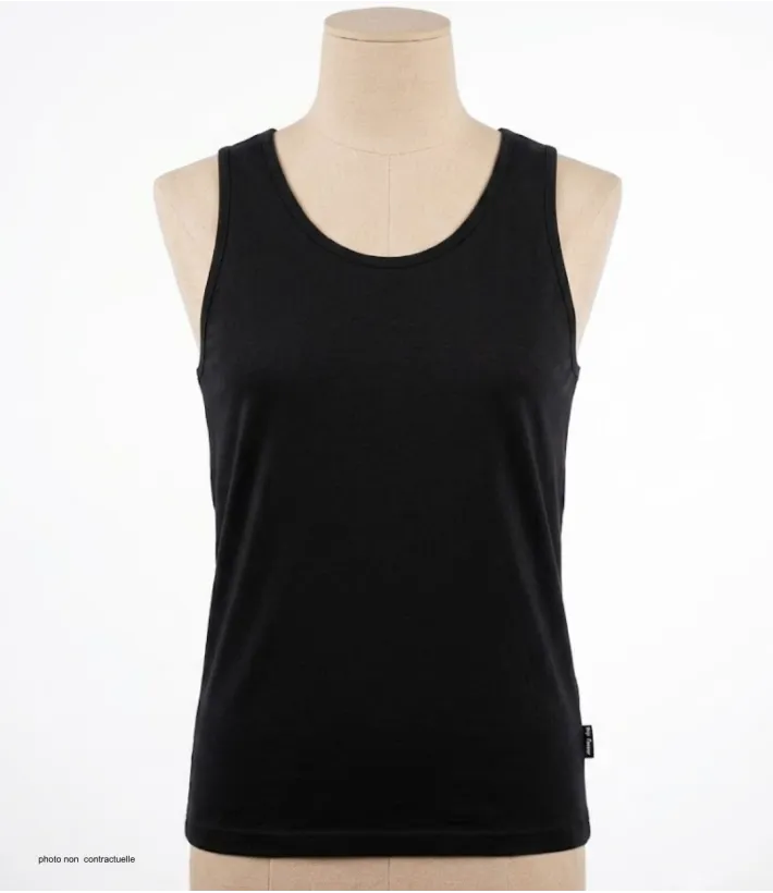 CHALLENGER F105 - Débardeur uni homme noir en pur coton
