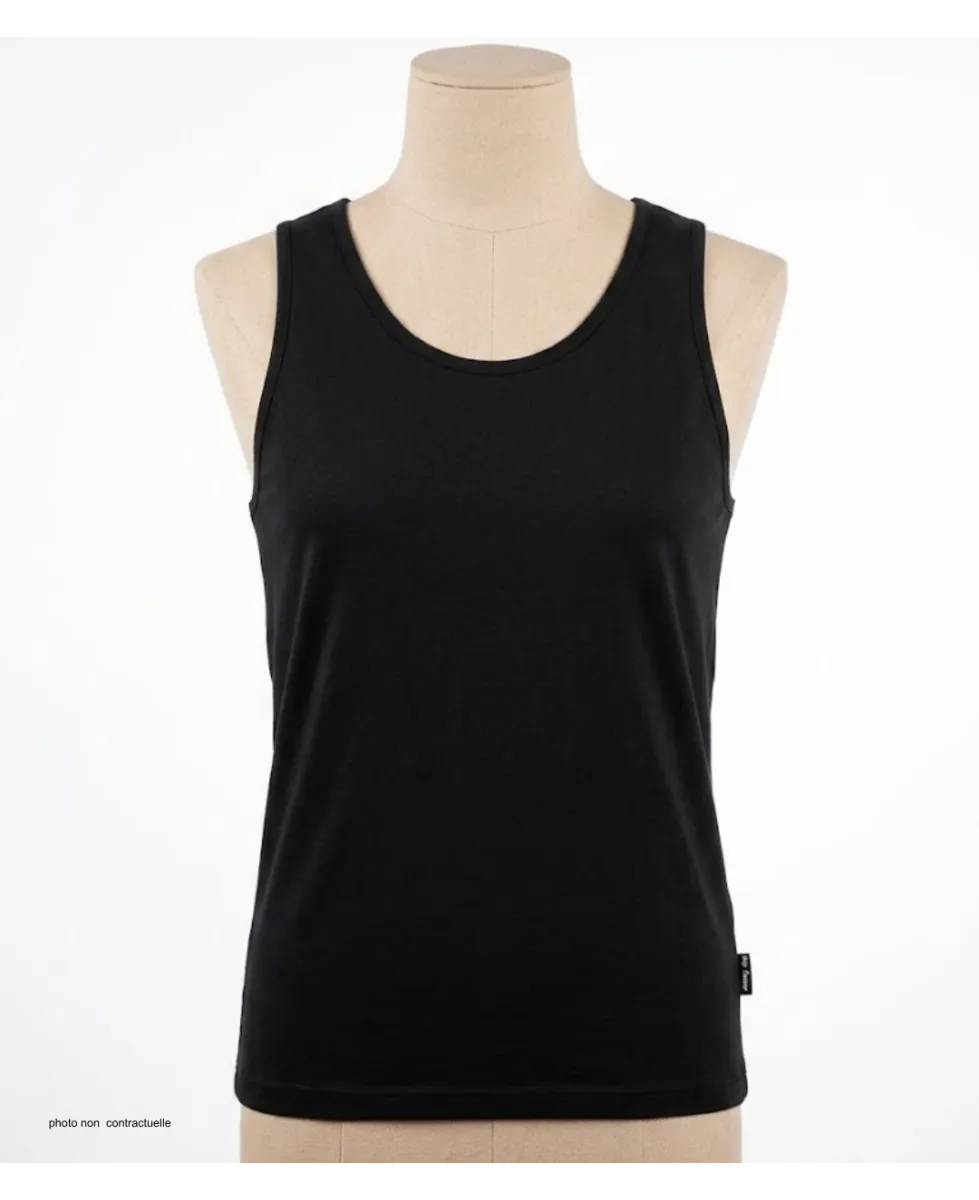 CHALLENGER F105 - Débardeur uni homme noir en pur coton