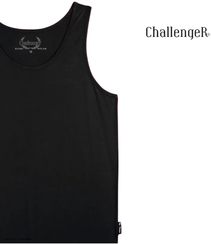 CHALLENGER F105 - Débardeur uni homme noir en pur coton