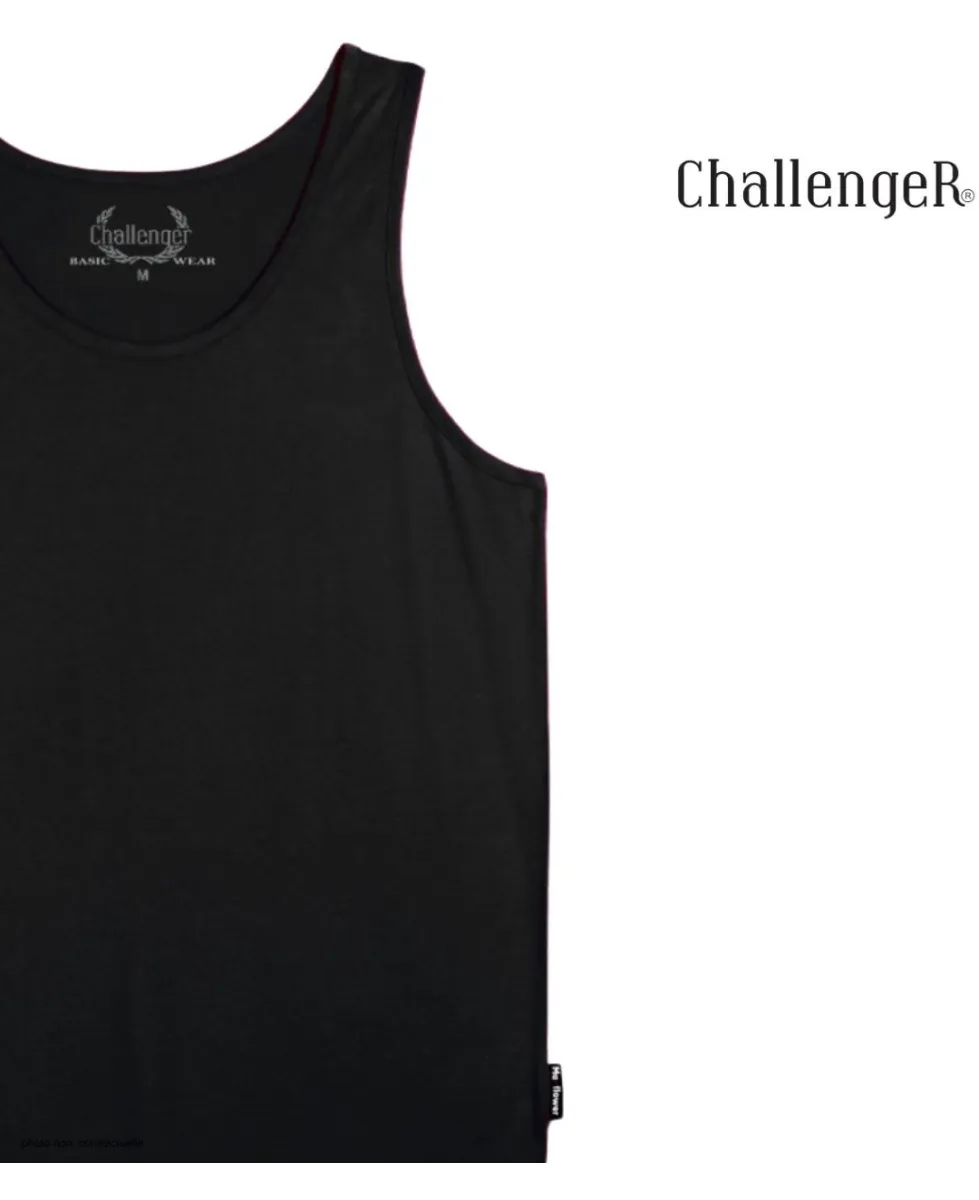 CHALLENGER F105 - Débardeur uni homme noir en pur coton