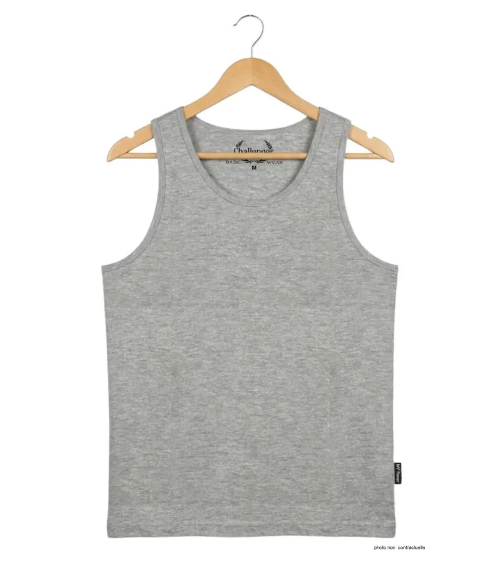 CHALLENGER F105 - Débardeur uni homme gris chiné en coton
