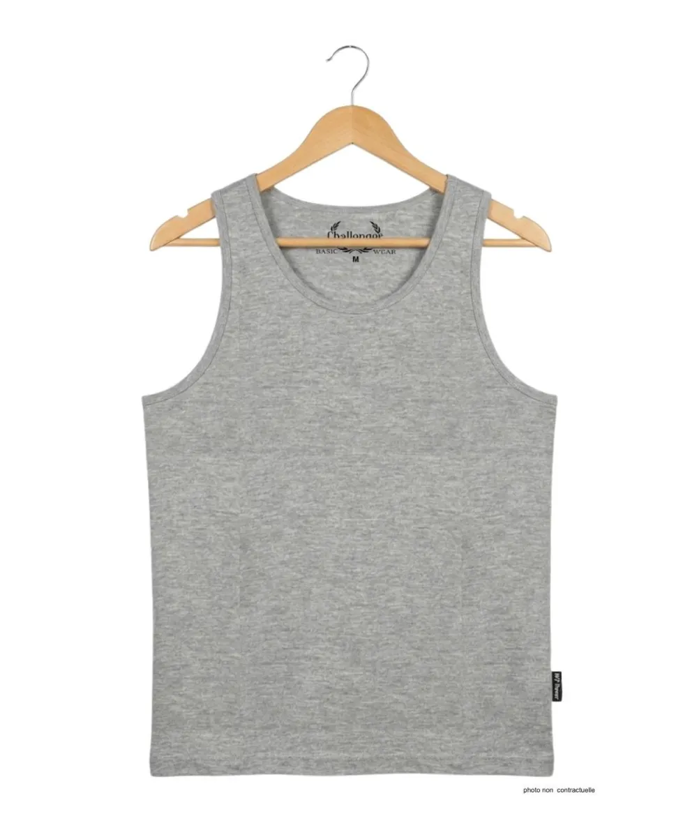 CHALLENGER F105 - Débardeur uni homme gris chiné en coton