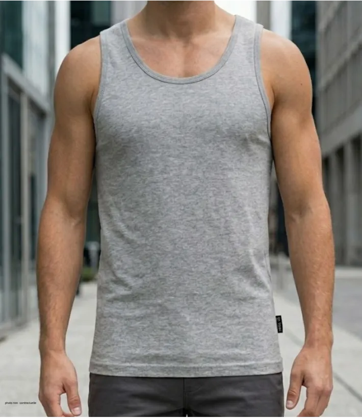 Débardeur uni pour homme de marque CHALLENGER modèle F105 coloris gris chiné de face