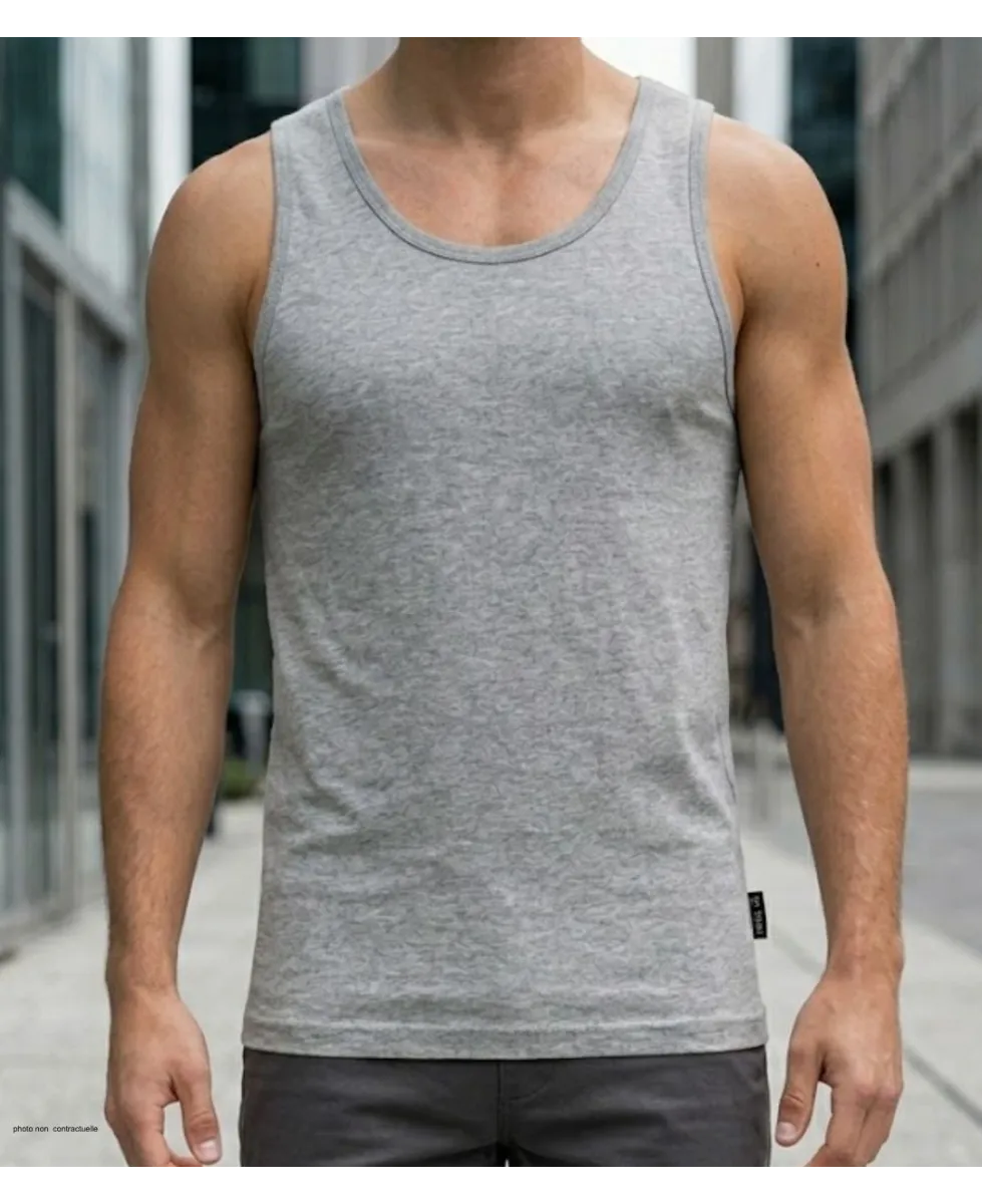Débardeur uni pour homme de marque CHALLENGER modèle F105 coloris gris chiné de face