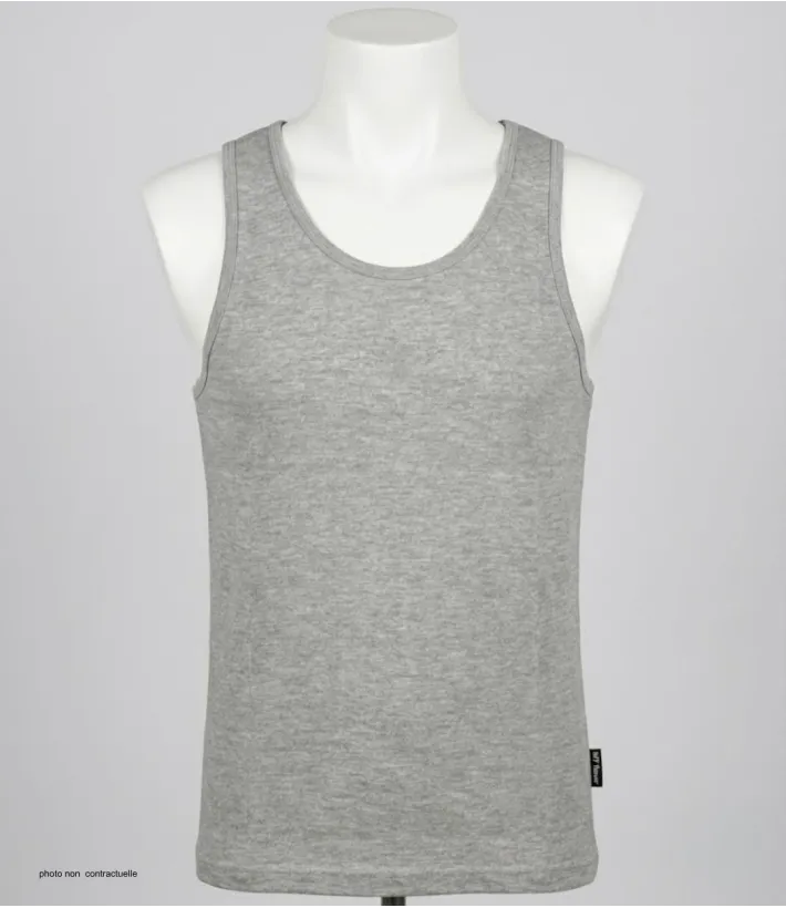 CHALLENGER F105 - Débardeur uni homme gris chiné en coton