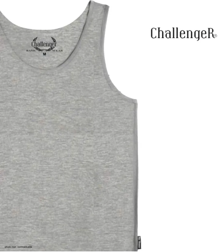 CHALLENGER F105 - Débardeur uni homme gris chiné en coton