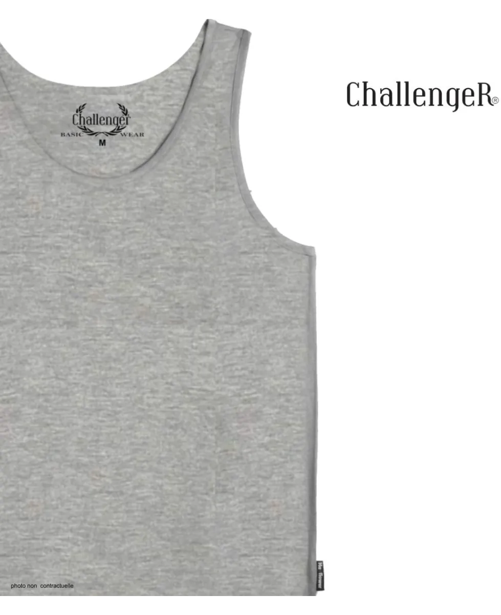 CHALLENGER F105 - Débardeur uni homme gris chiné en coton