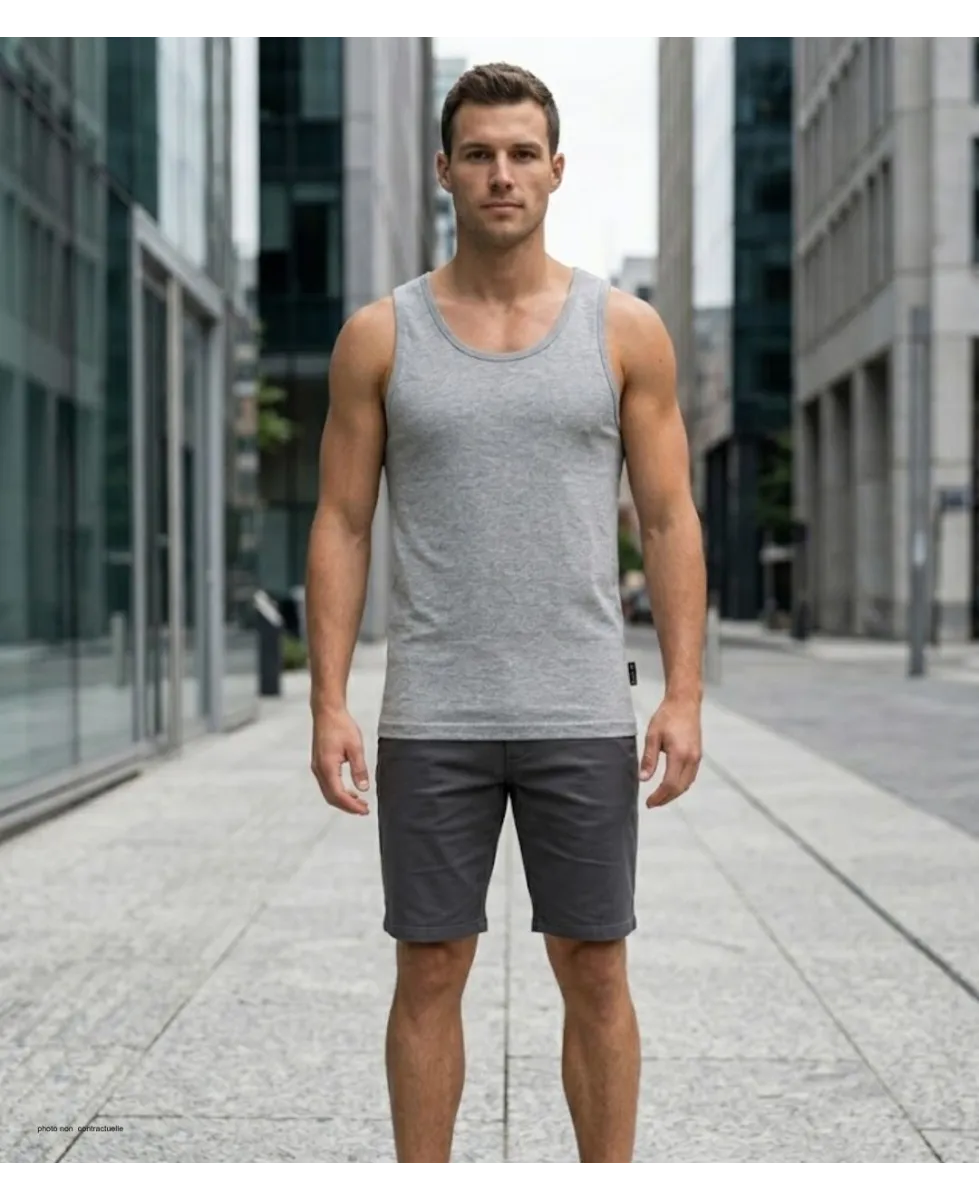 CHALLENGER F105 - Débardeur uni homme gris chiné en coton