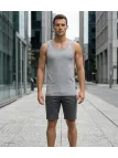 CHALLENGER F105 - Débardeur uni homme gris chiné en coton