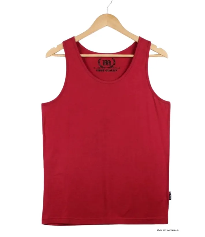 CHALLENGER F105 - Débardeur uni homme rouge carmin en coton