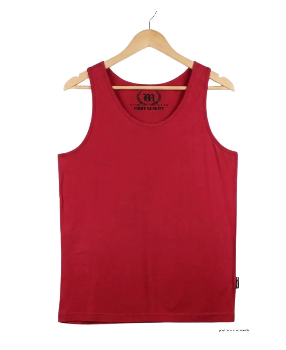 CHALLENGER F105 - Débardeur uni homme rouge carmin en coton