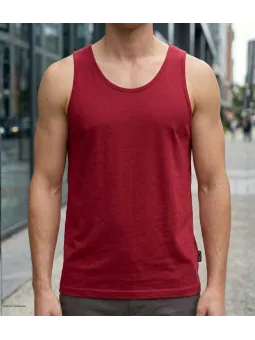 CHALLENGER F105 - Débardeur uni homme rouge carmin en coton