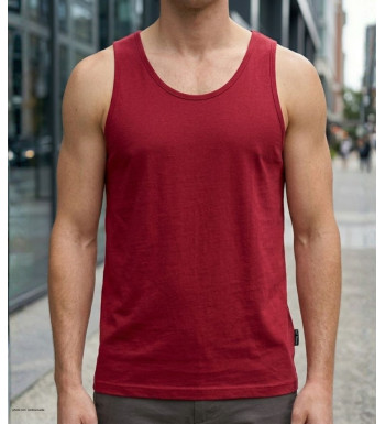 CHALLENGER F105 - Débardeur uni homme rouge carmin en coton